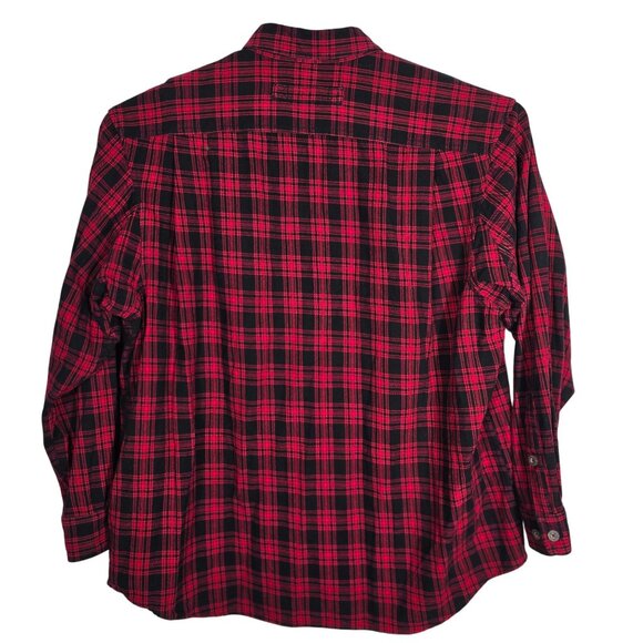 Duluth Trading Button Down Flannel Shirt XL Men's Long‎ Sleeve Red Black Plaid - Picture 3 of 10